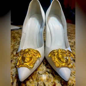 La Madusa Patent Leather Pumps-  White and Gold -only worn around my house.